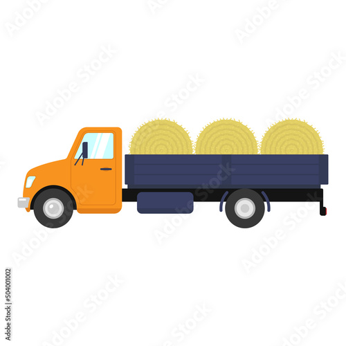 Hay truck icon. Color silhouette. Side view. Vector simple flat graphic illustration. Isolated object on a white background. Isolate.