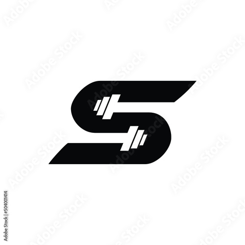 Letter S Logo With barbell. Fitness Gym logo