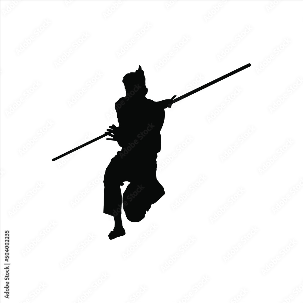 Silhouette of 'Silat' Athlete, Silat is Martial Art from Indonesia. Vector Illustration Silhouette of 'Silat' Athlete, Silat is Martial Art from Indonesia. Vector Illustration