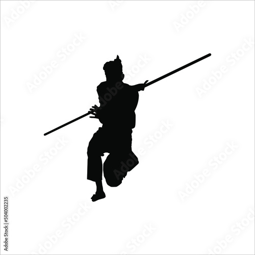 Silhouette of 'Silat' Athlete, Silat is Martial Art from Indonesia. Vector Illustration 