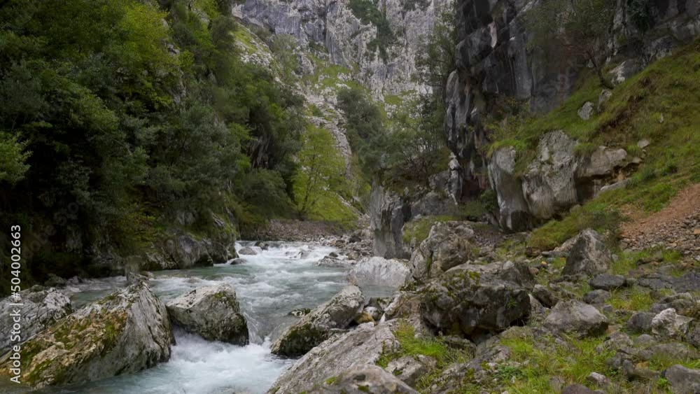 Landscape on the Ruta del Cares trail, Picos de Europa National Park, Spain, Europe Landscape on the Ruta del Cares trail, Picos de Europa National Park, Spain, Europe