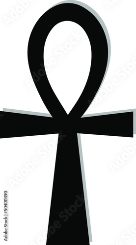 The ankh or key of life is an ancient Egyptian hieroglyphic symbol used in Egypt art. Black and white vector