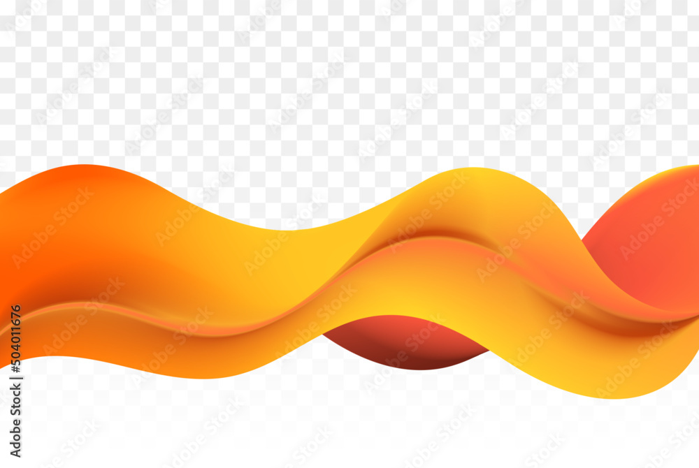 Orange wavy wave flow on abstract background. Horizontal orange wave design - obrazy, fototapety, plakaty 