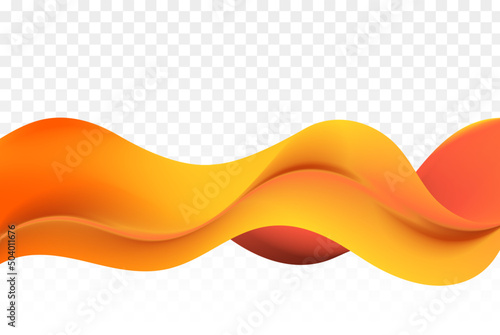 Orange wavy wave flow on abstract background. Horizontal orange wave design photo