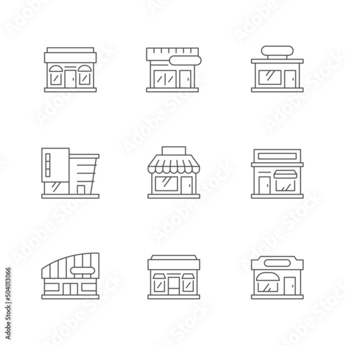 Set line icons of shop building