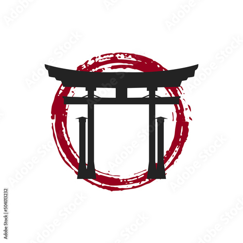 vector torii gate with red circle