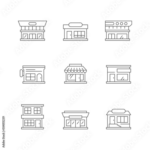Set line icons of shop building