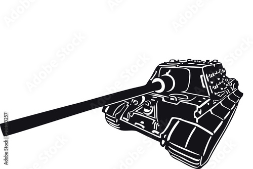 Vector image of a heavy German tank destroyer of the Second World War Jagdtiger. 