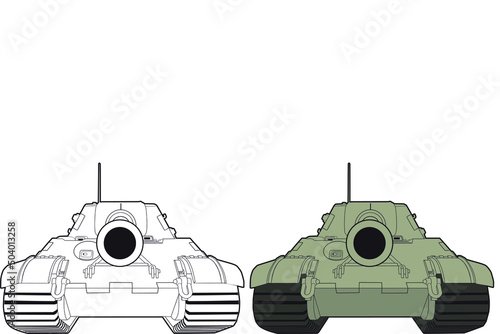 Vector image of a heavy German tank destroyer of the Second World War Jagdtiger. 