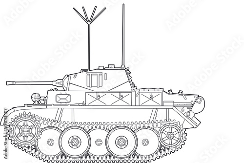 Vector image of the German light tank Panzerkampfwagen II Ausf. L «Luchs». Side view