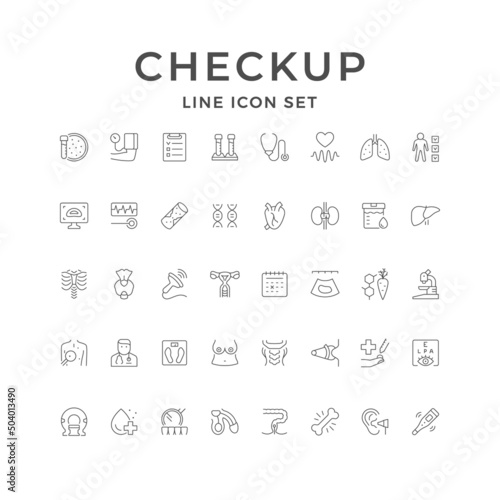 Set line icons of checkup