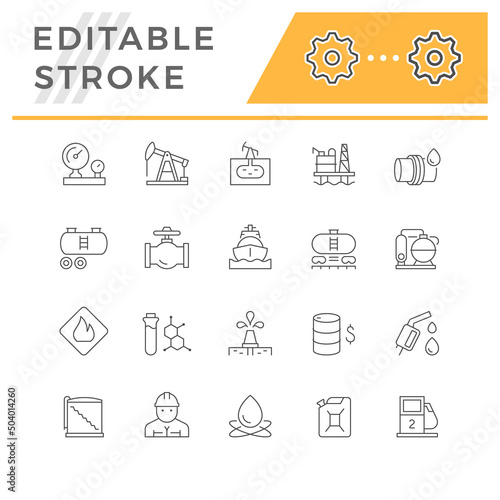 Set line icons of oil industry