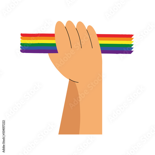 hand with lgbtq flag