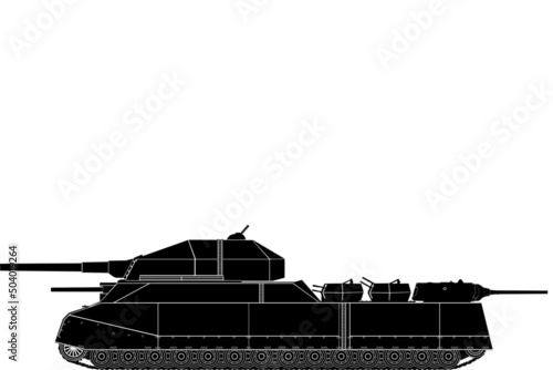 German super project of the super-heavy Landkreuzer P. 1000 "Ratte" . The utopian idea of a huge combat vehicle, which naturally was not realized. Side view. Detailed vector image.