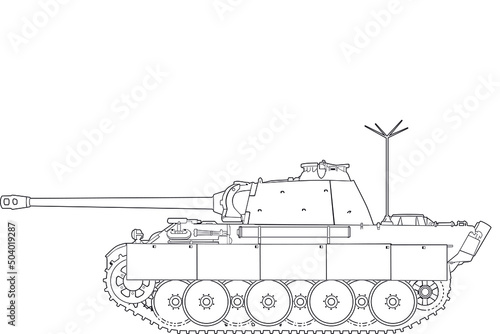 One of the most famous tanks of the Second World War is the Pz-V Panther. Undoubtedly a magnificent tank both externally and from the point of view of combat characteristics. Detailed vector image
