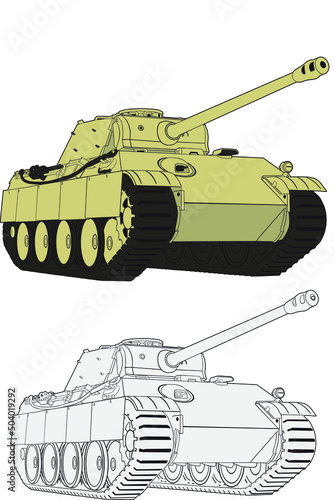 One of the most famous tanks of the Second World War is the Pz-V Panther. Undoubtedly a magnificent tank both externally and from the point of view of combat characteristics. Detailed vector image