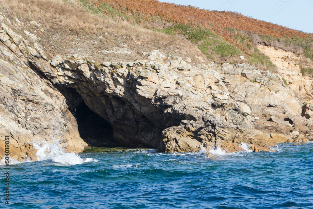 Coast in Brittany with a cave