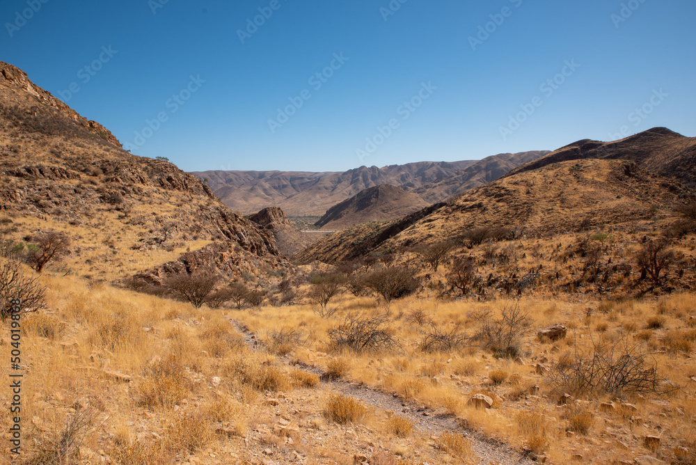 Arid Naukluft Mountain Zebra Park landscape in Namibia.