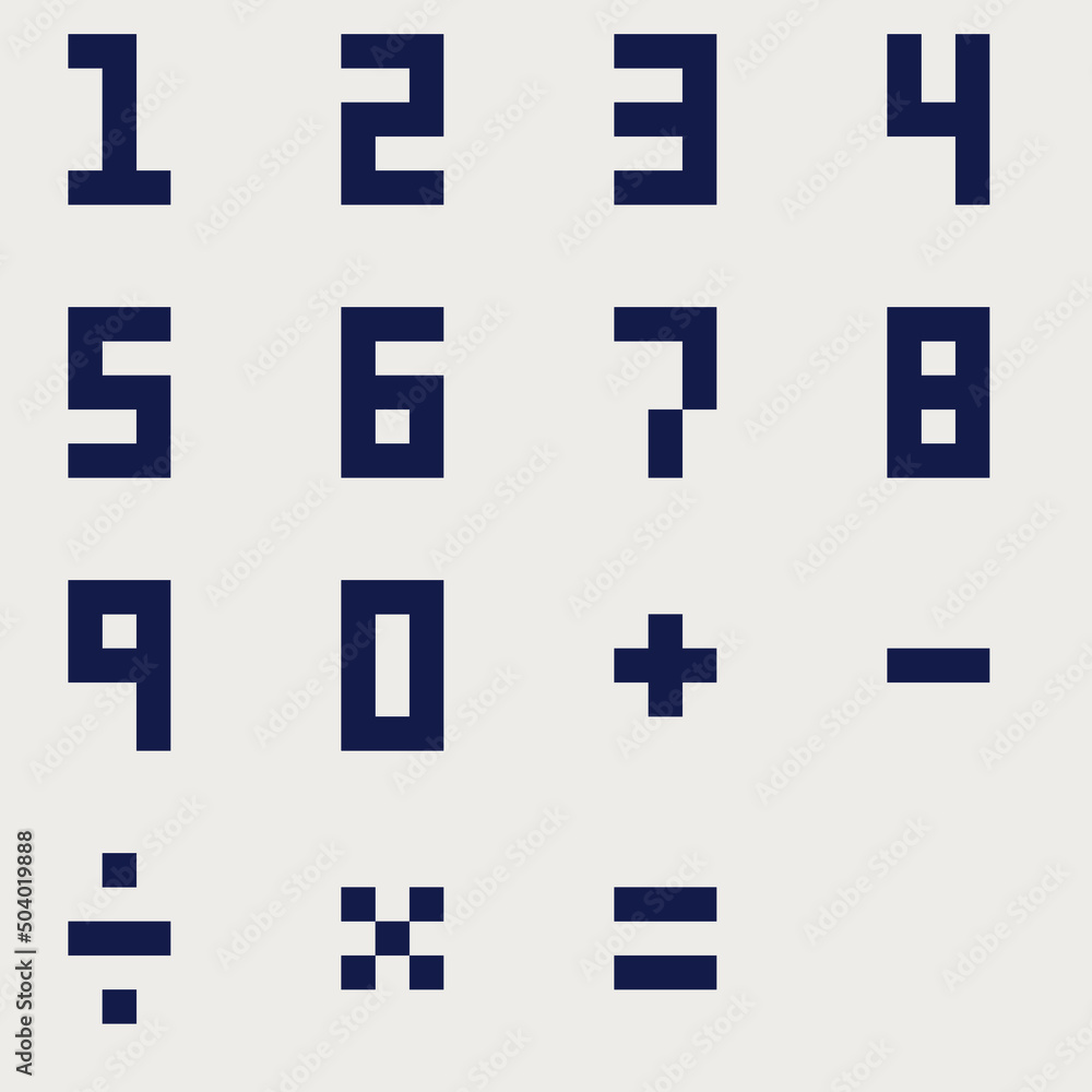 Obraz premium Pixel art number, numbers set. Modern stylish fonts or typeface for poster, game, website or print.