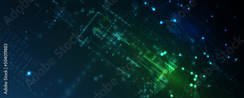 Quantum processing. Deep learning artificial intelligence. Future new technology  for business or science presentation