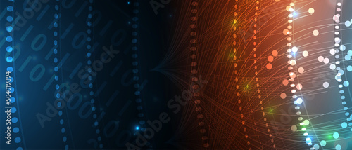 Quantum processing. Deep learning artificial intelligence. Future new technology  for business or science presentation