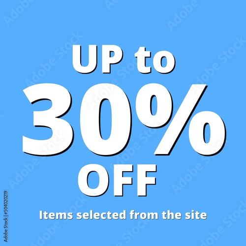 30% off UP tô online discount special offer background blue photo