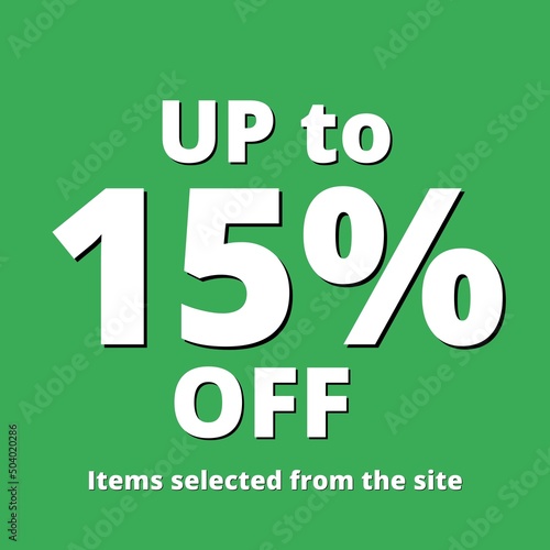 15% off UP tô online discount special offer background Green