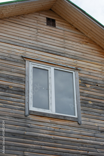minimalistic facade of a wooden house with a window