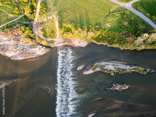 Aerial Sunset view of Struma river  Bulgaria