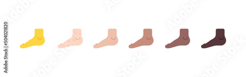 All Skin Tones Foot Emoticon Set. Foot Emoji Set