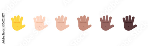 All Skin Tones Hand with Fingers Splayed Gesture Emoticon Set. Hand with Fingers Splayed Emoji Set