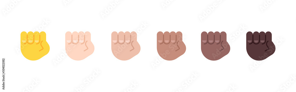 All Skin Tones Raised Fist Gesture Emoticon Set. Raised Fist Emoji Set All Skin Tones Raised Fist Gesture Emoticon Set. Raised Fist Emoji Set