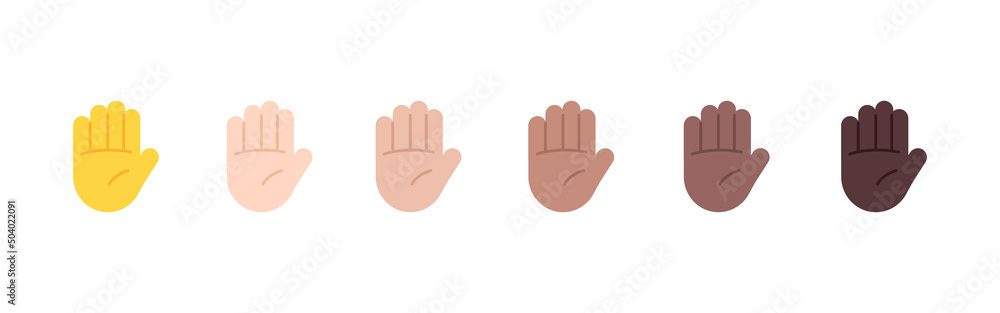 All Skin Tones Raised Hand Gesture Emoticon Set. Raised Hand Emoji Set All Skin Tones Raised Hand Gesture Emoticon Set. Raised Hand Emoji Set