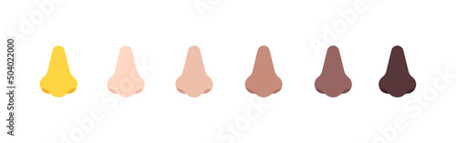 All Skin Tones Nose Emoticon Set. Human Nose Emoji Set