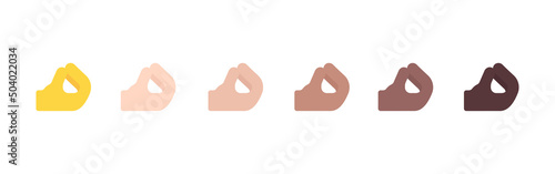 All Skin Tones Pinched Fingers Gesture Emoticon Set. Pinched Fingers Emoji Set