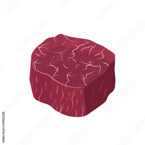Steak Mignon Raw beef vector illustration of meat in flat style. Red beef isolated on white background.	
