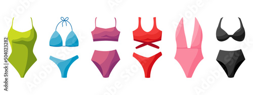 Set of different swimsuit. Vector illustration with white background
