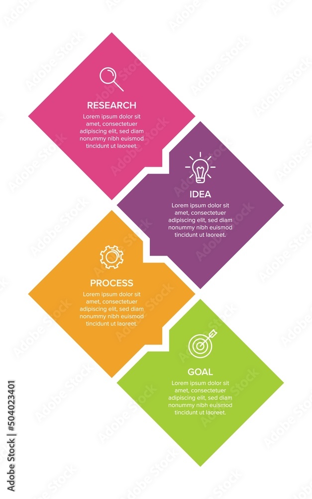 Vertical infographic design with icons and 4 options or steps. Thin line. Infographics business concept. Can be used for info graphics, flow charts, presentations, mobile web sites, printed materials.