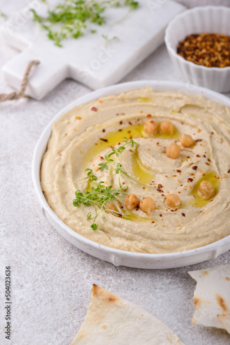 Hummus from chickpeas and pita bread.