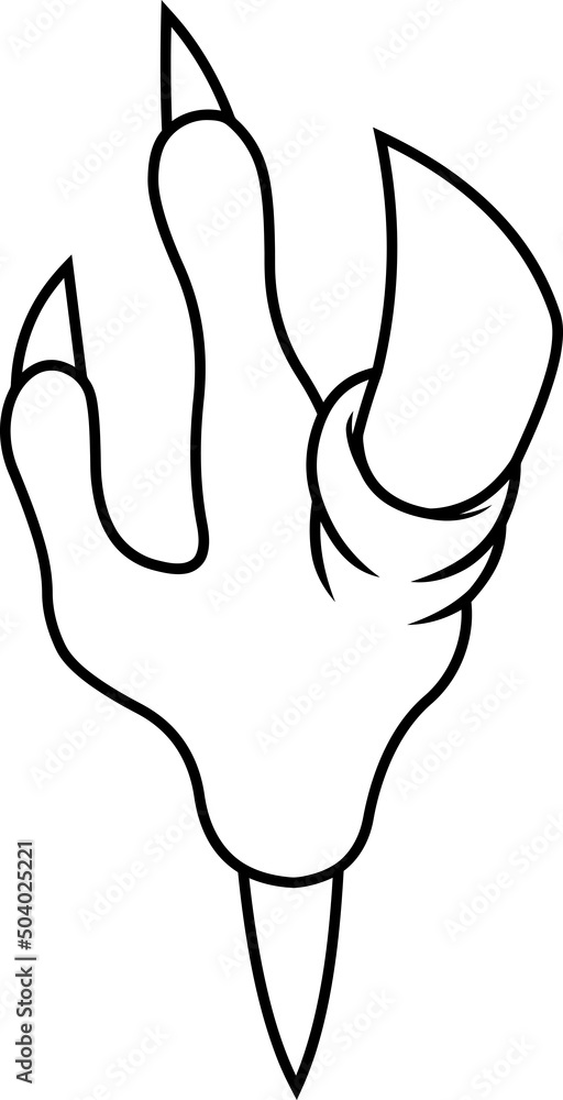 Outlined Velociraptor Dinosaur Paw With Claws Print Logo Design. Vector Hand Drawn Illustration Isolated On White Background Outlined Velociraptor Dinosaur Paw With Claws Print Logo Design. Vector Hand Drawn Illustration Isolated On White Background