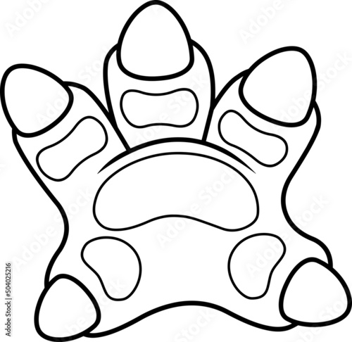 Outlined Bottom Triceratops Dinosaur Paw With Claws Foot Print Logo Design. Vector Hand Drawn Illustration Isolated On White Background