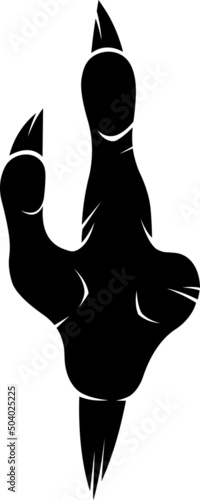 Velociraptor Dinosaur Black Paw Silhouette With Claws Print Logo Design. Vector Hand Drawn Illustration Isolated On White Background