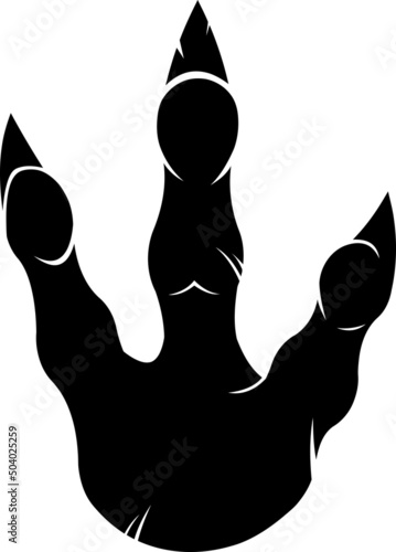 Allosaurus Dinosaur Black Paw Silhouette With Claws Print Logo Design Vector Hand Drawn Illustration Isolated On White Background