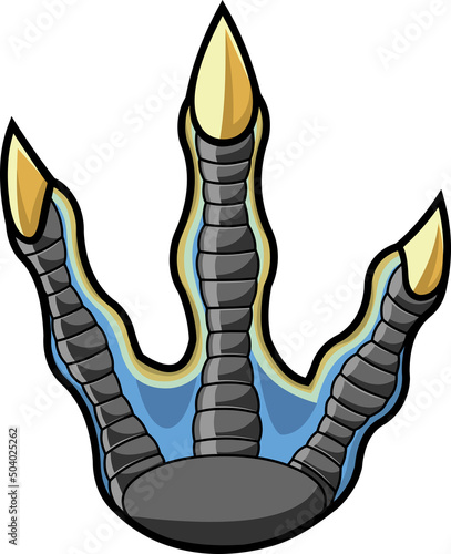 Allosaurus Dinosaur Paw With Claws Print Logo Design. Vector Hand Drawn Illustration Isolated On White Background