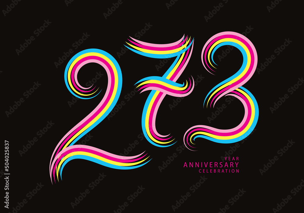 273 number design vector, graphic t shirt, 273 years anniversary celebration logotype colorful line, 273th birthday logo, Banner template, logo number elements for invitation card, poster, t-shirt.