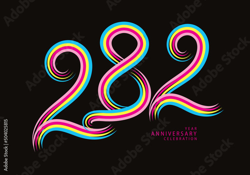 282 number design vector, graphic t shirt, 282 years anniversary celebration logotype colorful line, 282th birthday logo, Banner template, logo number elements for invitation card, poster, t-shirt.
