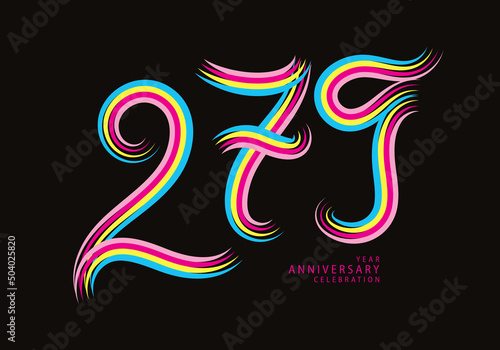 279 number design vector, graphic t shirt, 279 years anniversary celebration logotype colorful line, 279th birthday logo, Banner template, logo number elements for invitation card, poster, t-shirt.