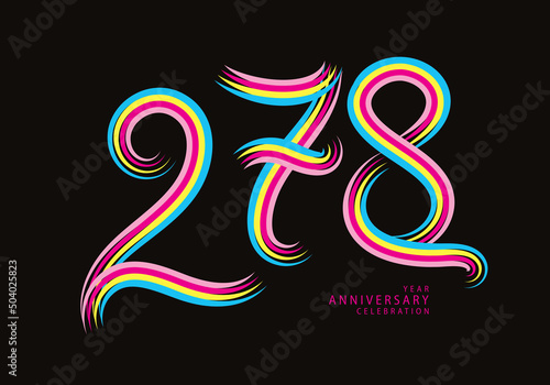 271 number design vector, graphic t shirt, 271 years anniversary celebration logotype colorful line, 271th birthday logo, Banner template, logo number elements for invitation card, poster, t-shirt.