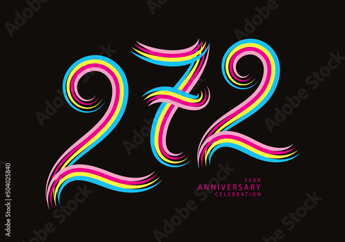 272 number design vector  graphic t shirt  272 years anniversary celebration logotype colorful line  272th birthday logo  Banner template  logo number elements for invitation card  poster  t-shirt.