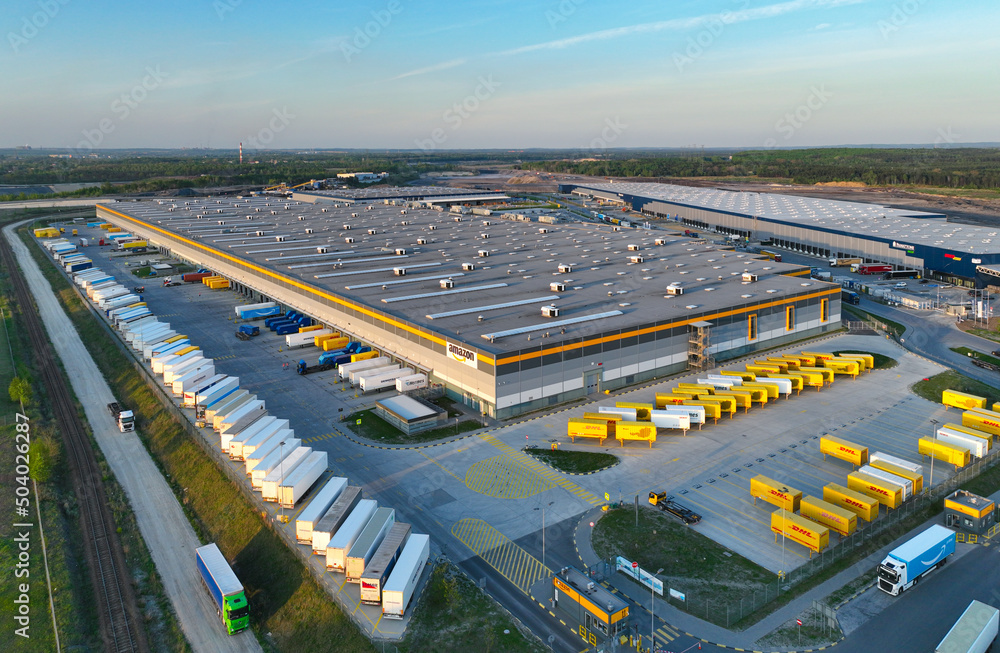 Sosnowiec, May 10, 2022, Poland, Amazon warehouses photos from the